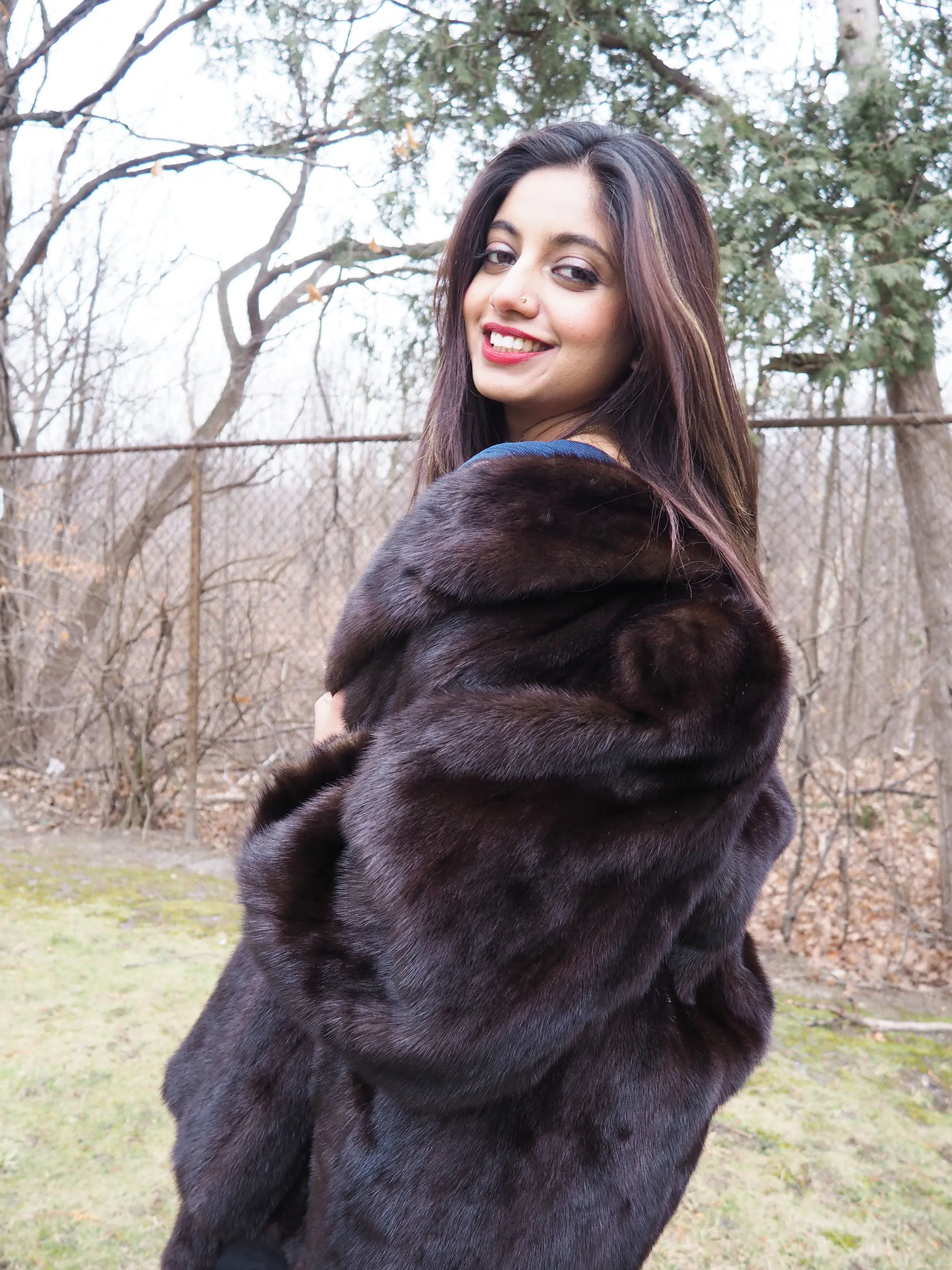 Dark Ranch Female Black Mink Fur Jacket Coat M