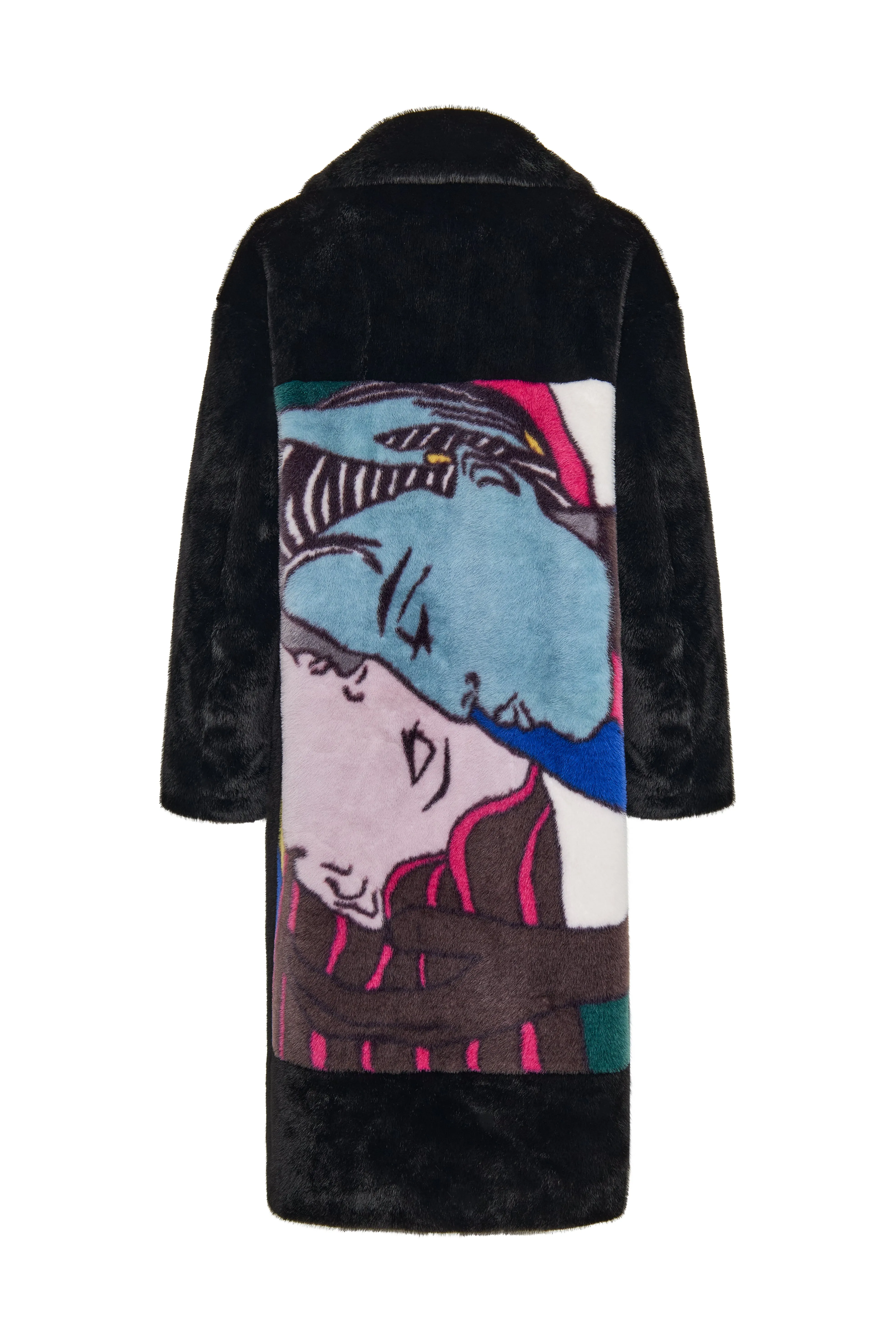 Deluxe Long Back Print Coat Lovers - Black