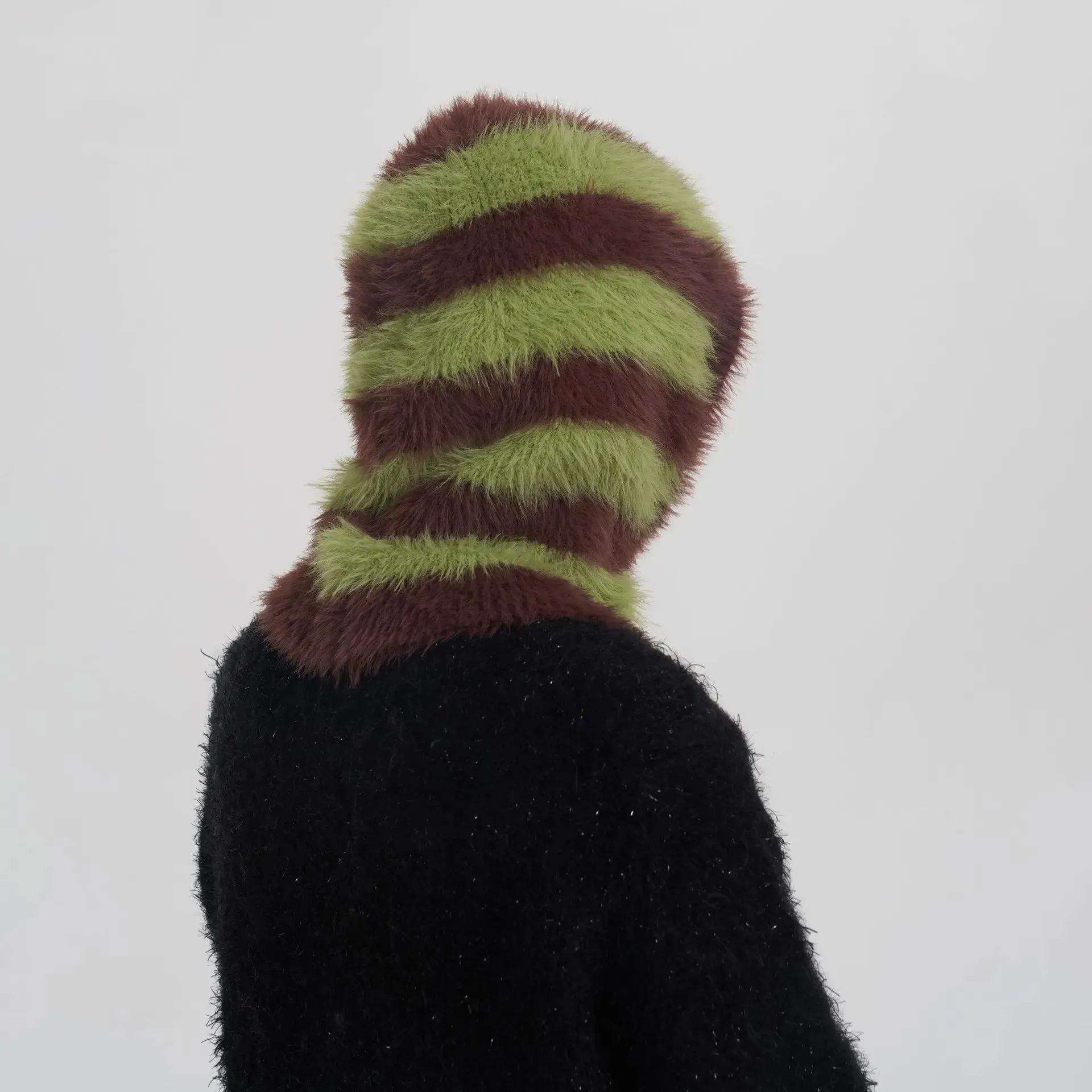 Design Balaclava Autumn Winter Personality Two Color Striped Hat