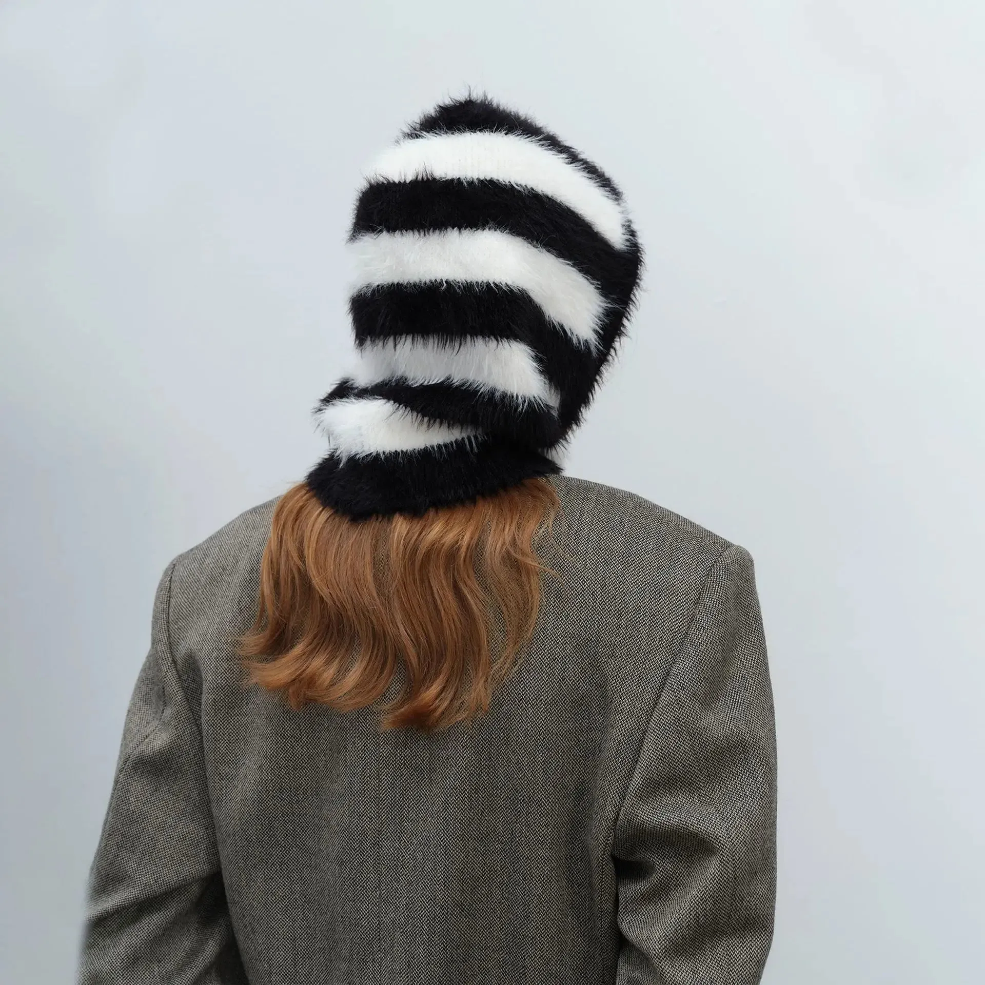 Design Balaclava Autumn Winter Personality Two Color Striped Hat