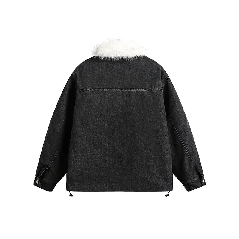 Detachable Fur Collar Single Breasted Jacket