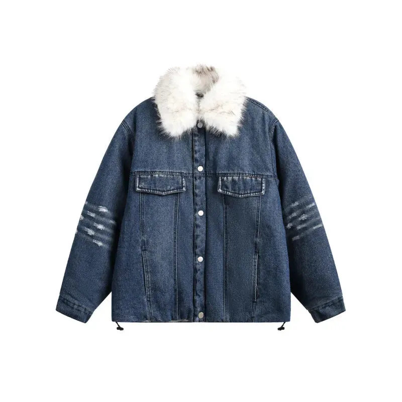 Detachable Fur Collar Single Breasted Jacket