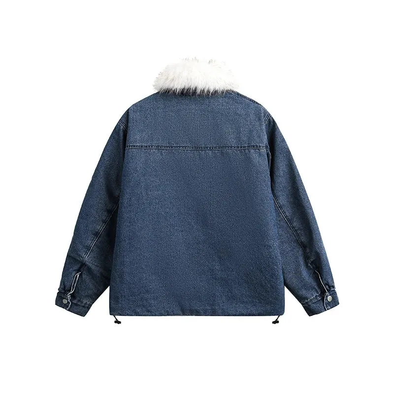 Detachable Fur Collar Single Breasted Jacket