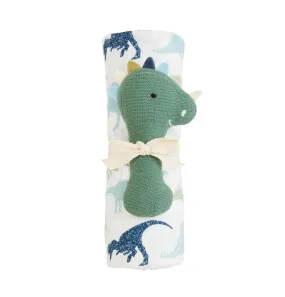 Dino Swaddle & Rattle Set