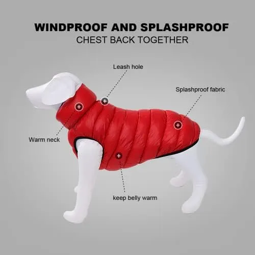 Dog Puffer Jacket Waterproof 3-Layered Dog Winter Coat