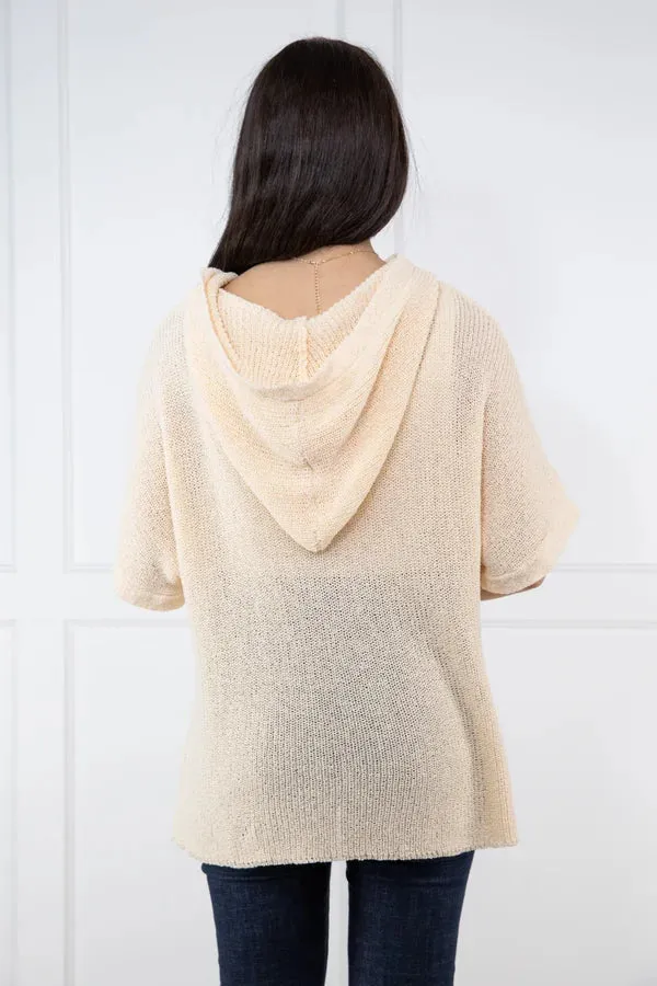 Driftwood Daydreams Hooded Short Sleeve Sweater