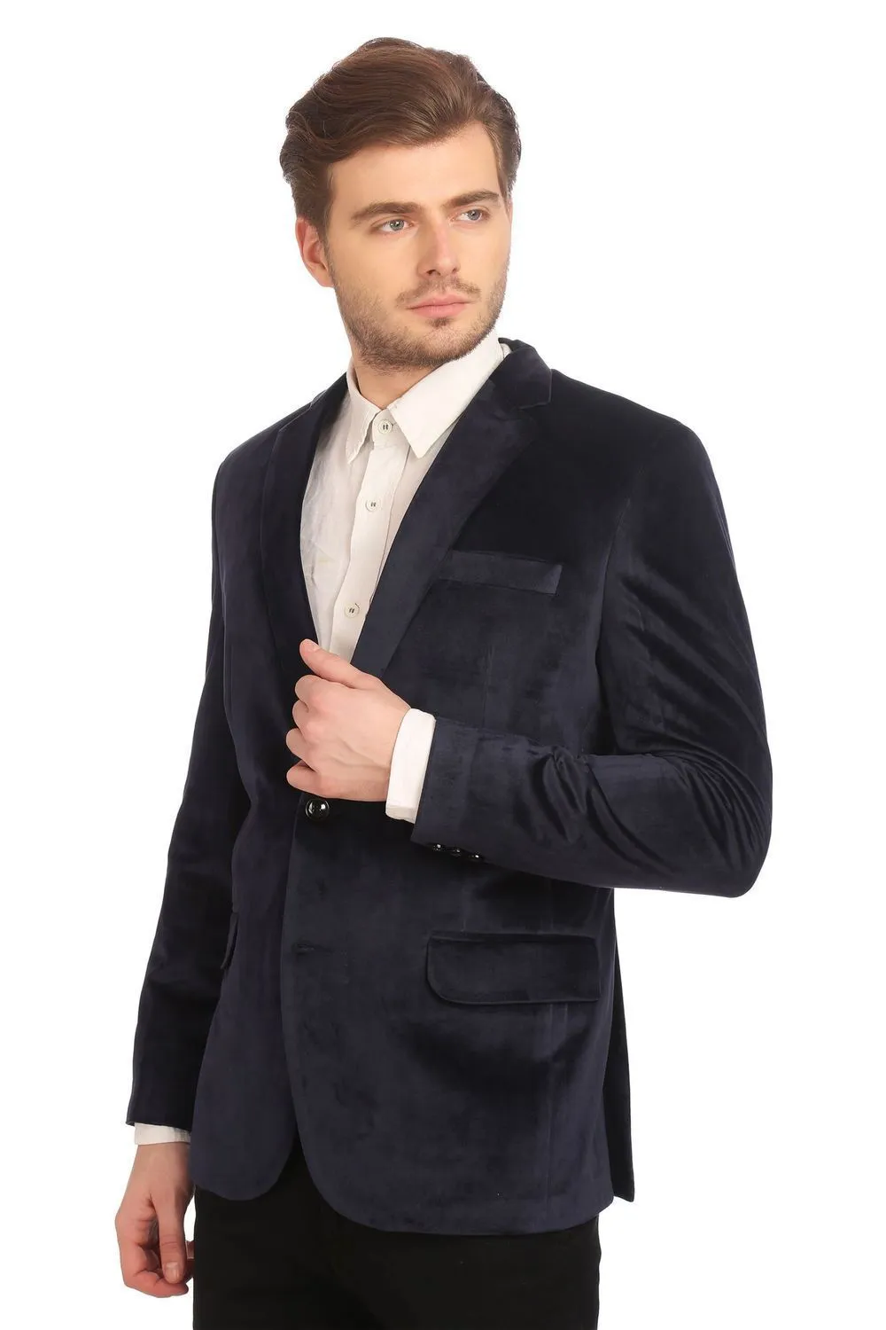 Dust Free Cotton Velvet Blue Blazer