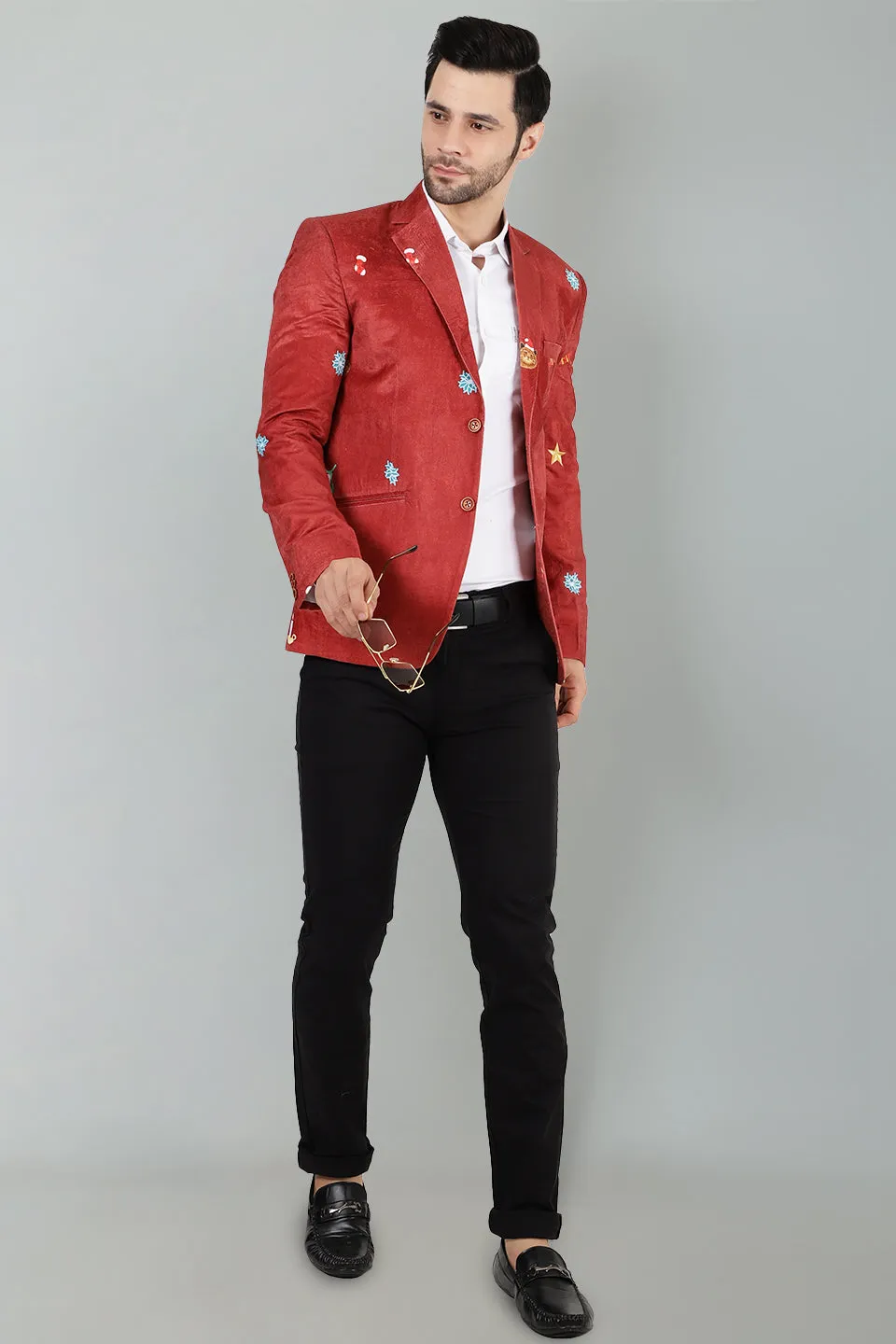 Dust Free Velvet Christmas Red Blazer