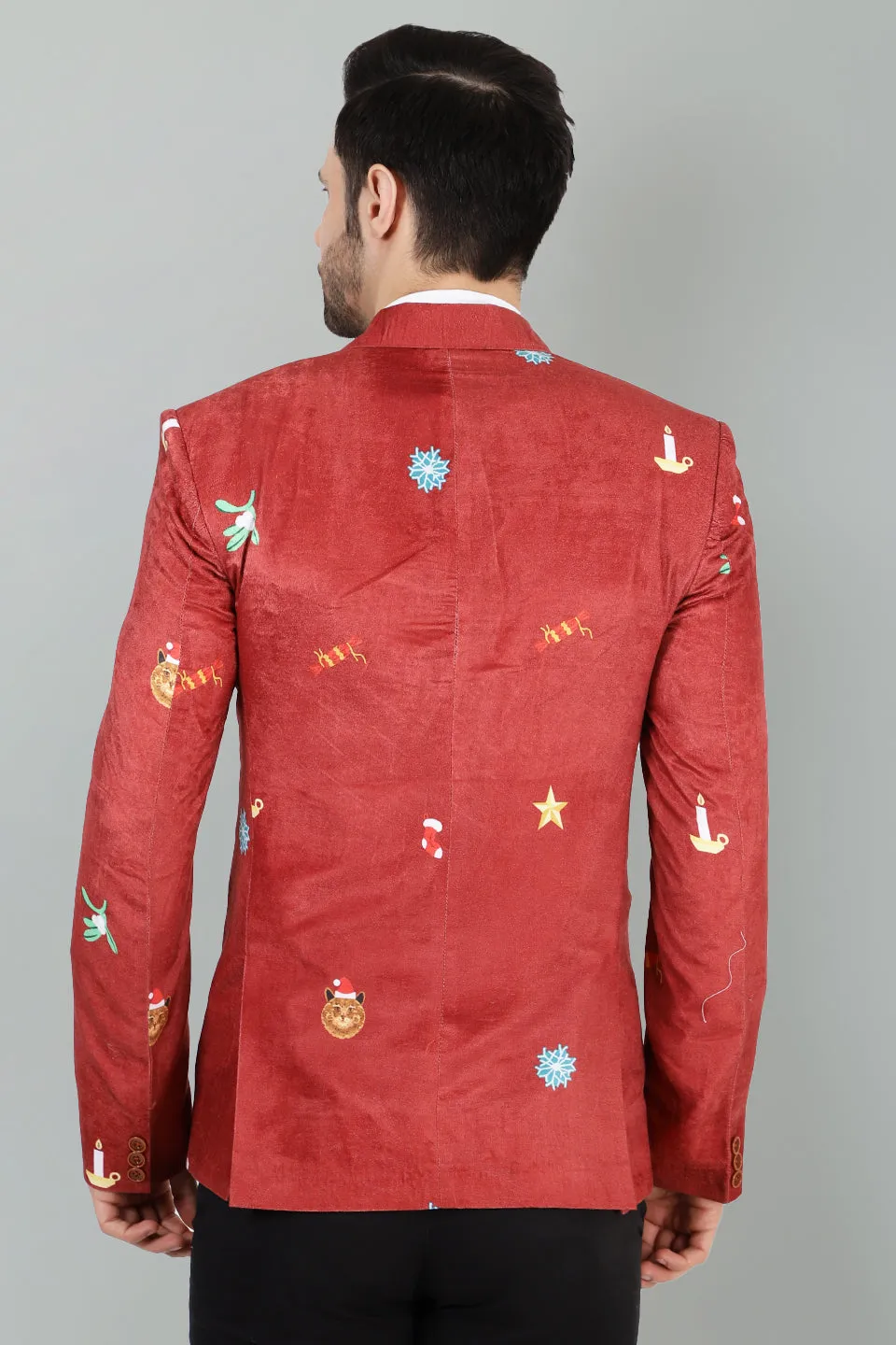 Dust Free Velvet Christmas Red Blazer