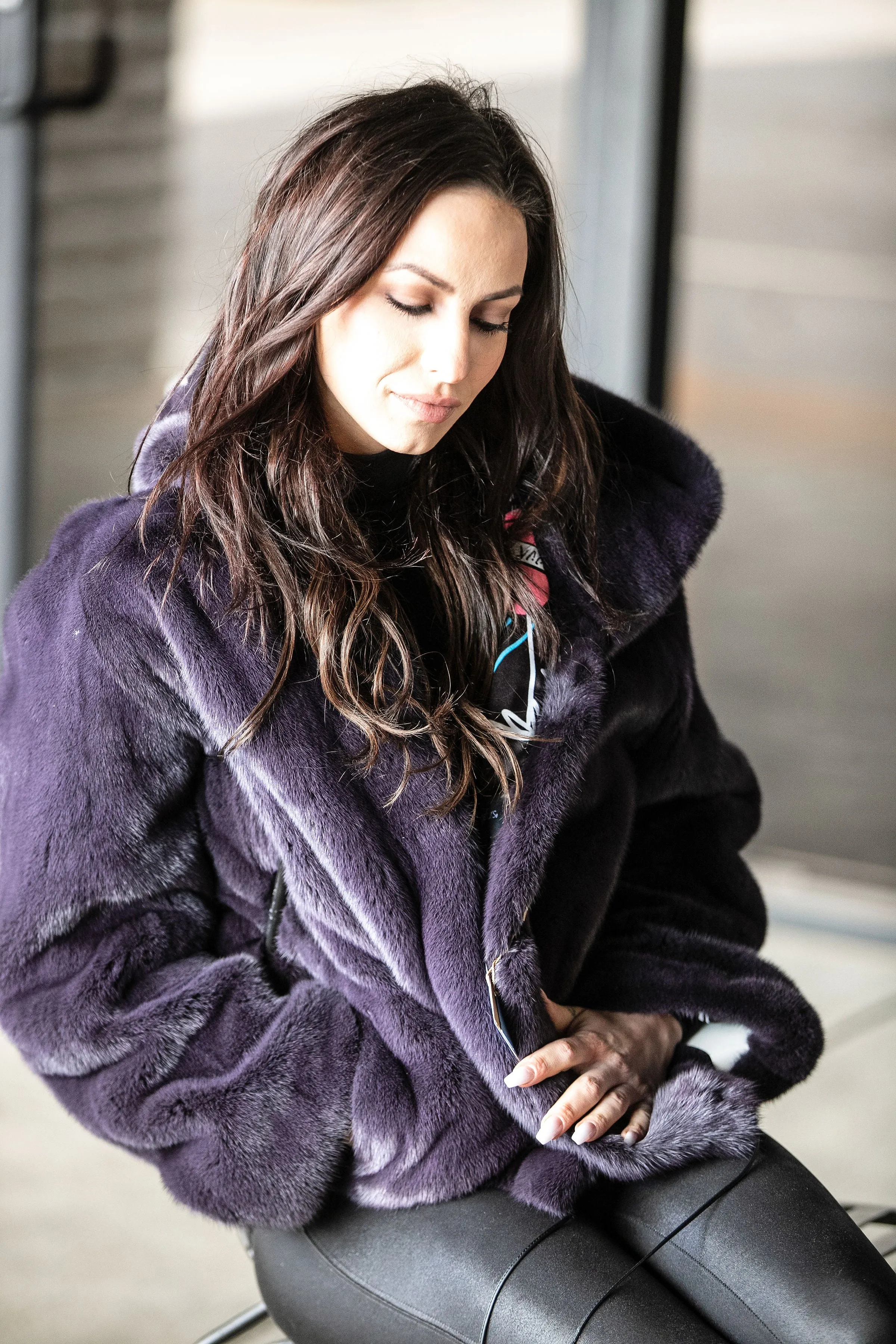 Dyed "Cosmic Ink" mink jacket