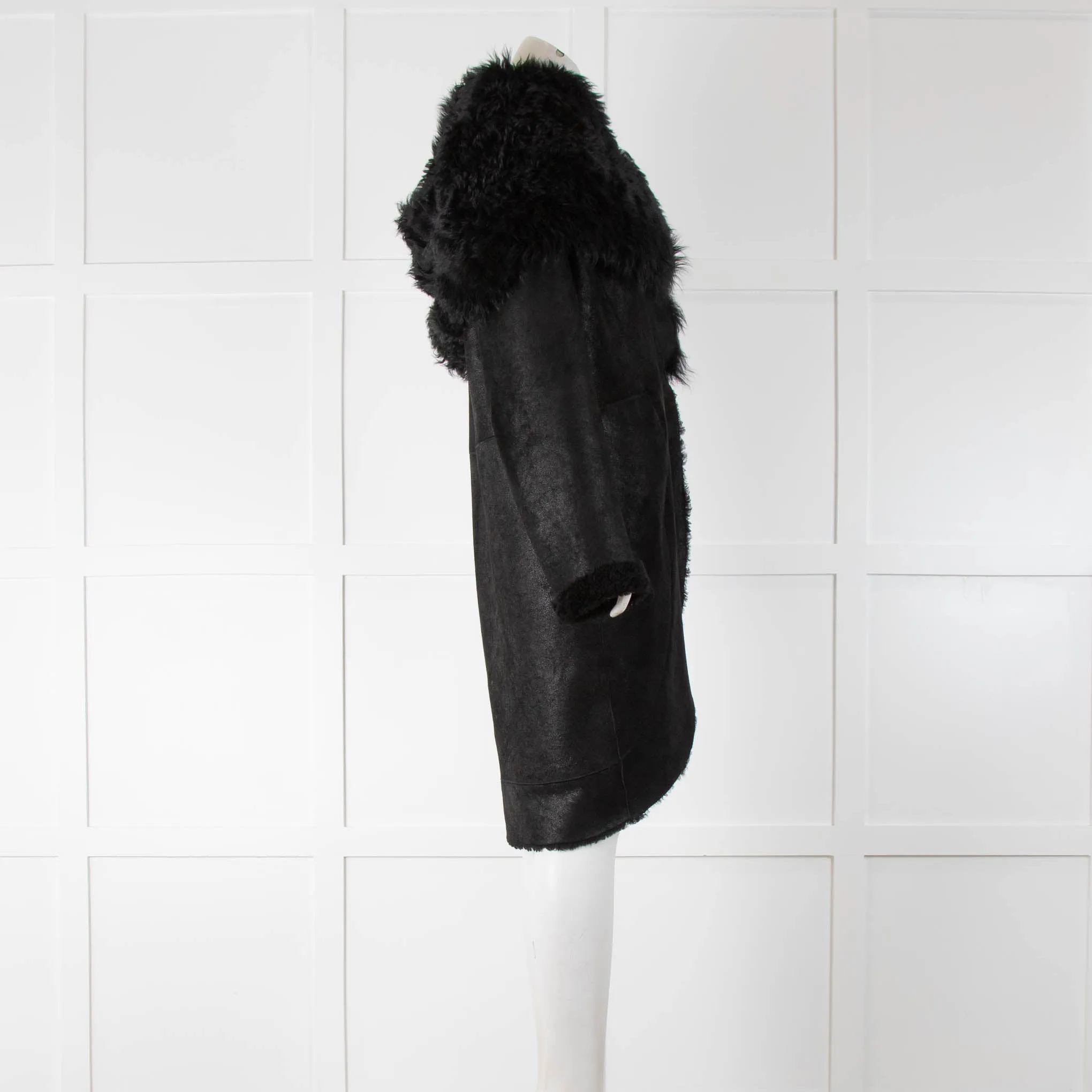 Elie Tahari Black Lambskin Shearling