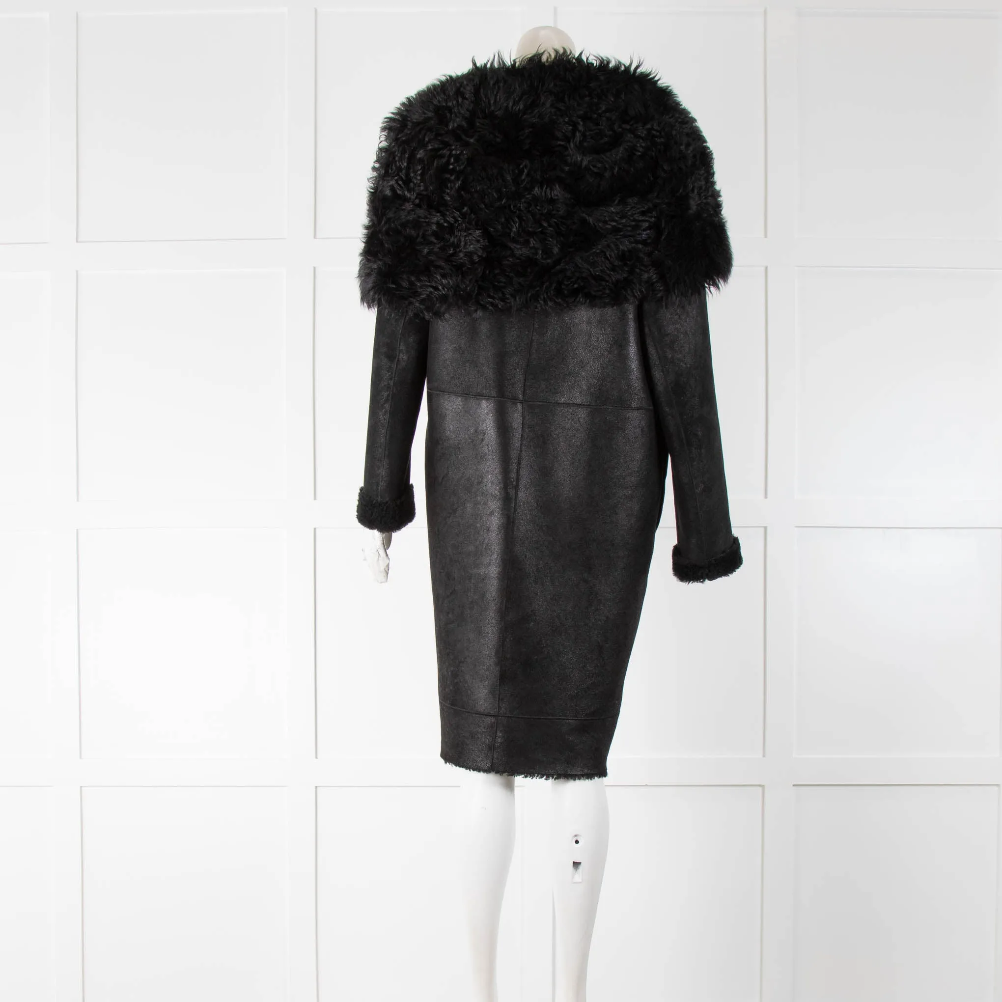 Elie Tahari Black Lambskin Shearling