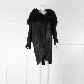 Elie Tahari Black Lambskin Shearling