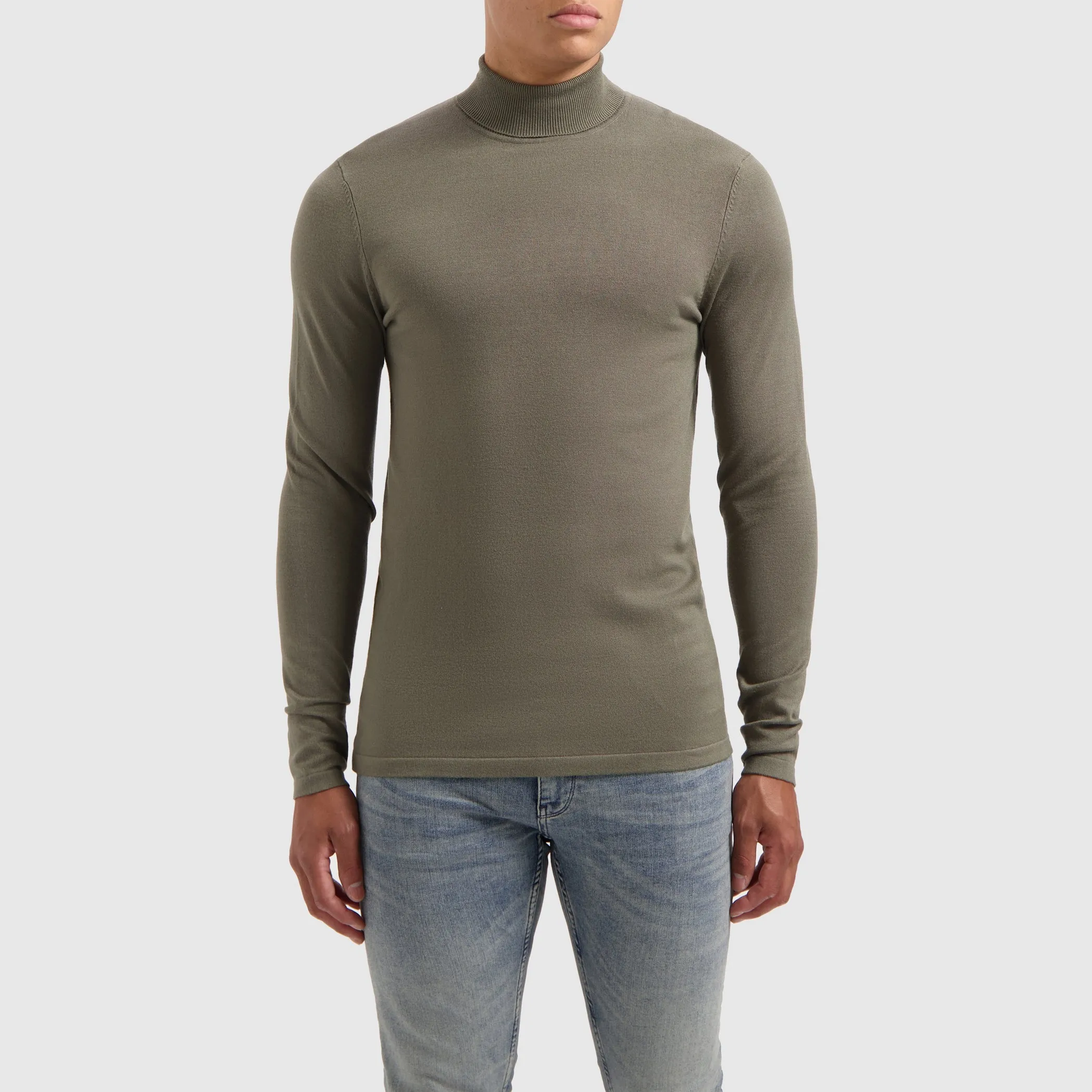 Essential Knitwear Turtleneck Sweater | Army Green