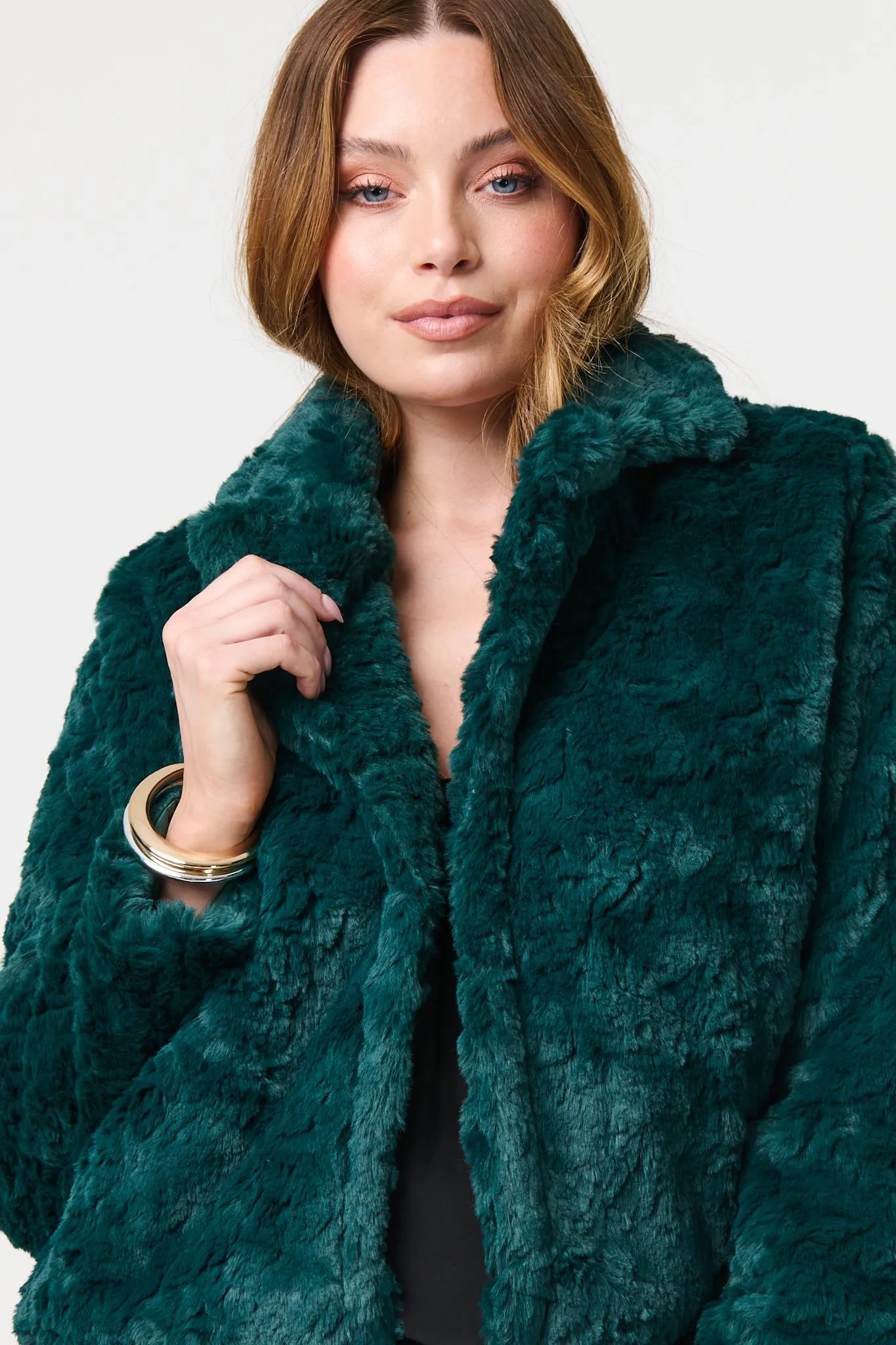 Faux Fur Cropped Long Sleeve Jacket