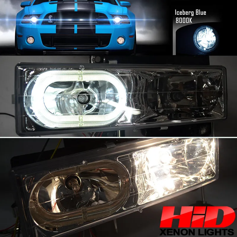 Fits 92-99 Chevy C10 Yukon Headlight Corner LED Bumper Lamp Smoked 8Pc