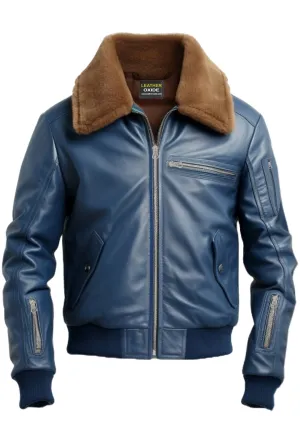 Flight Bomber Leather Jacket - Men Bomber Leather Jacket