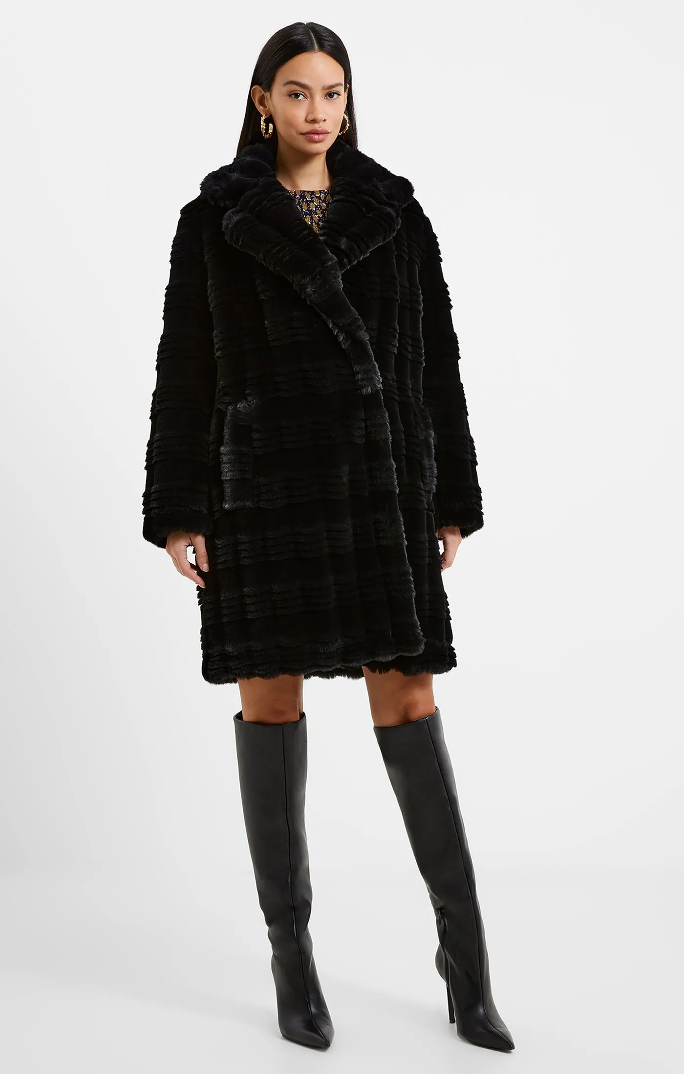 French Connection Daryn Faux Fur Coat-Blackout-70VAI