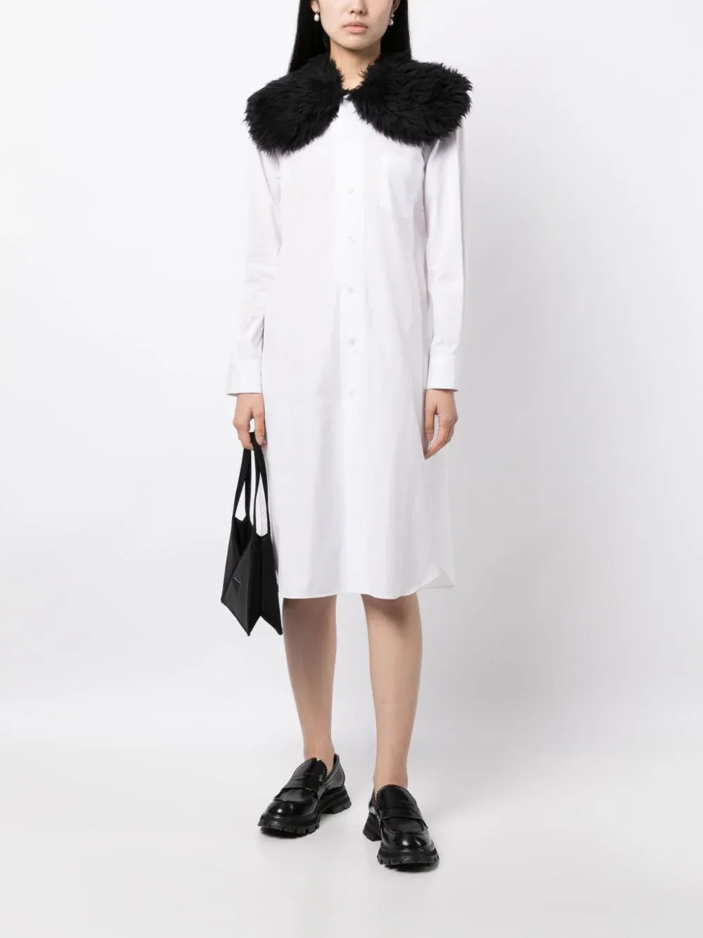 Fur Collar Long Shirt