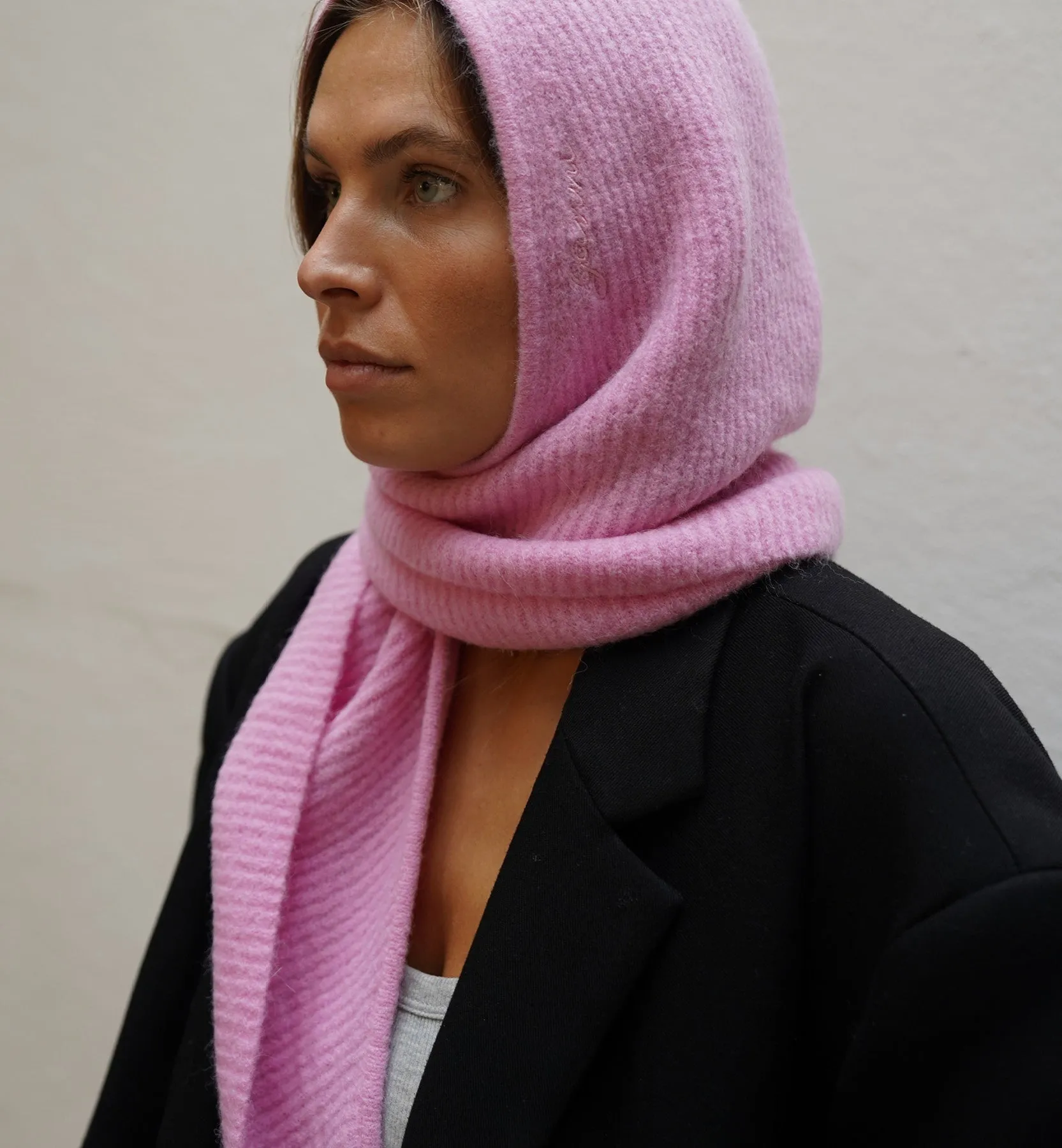 GANNI Pink Soft Balaclava