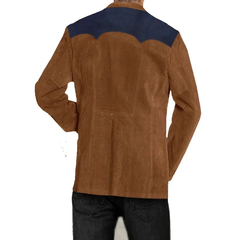 Genuine Mens New Style Suede Western Leather Blazer Jacket