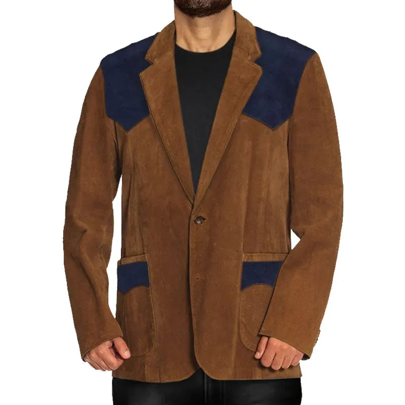 Genuine Mens New Style Suede Western Leather Blazer Jacket