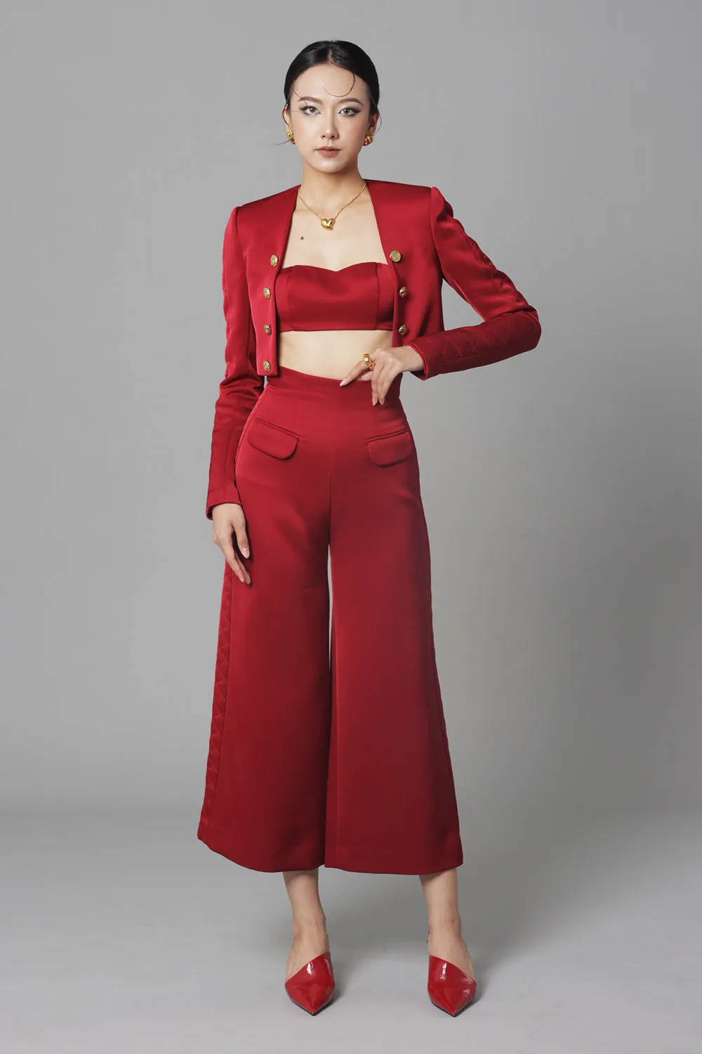 Glamous Cropped Single Breasted Taffeta Jacket