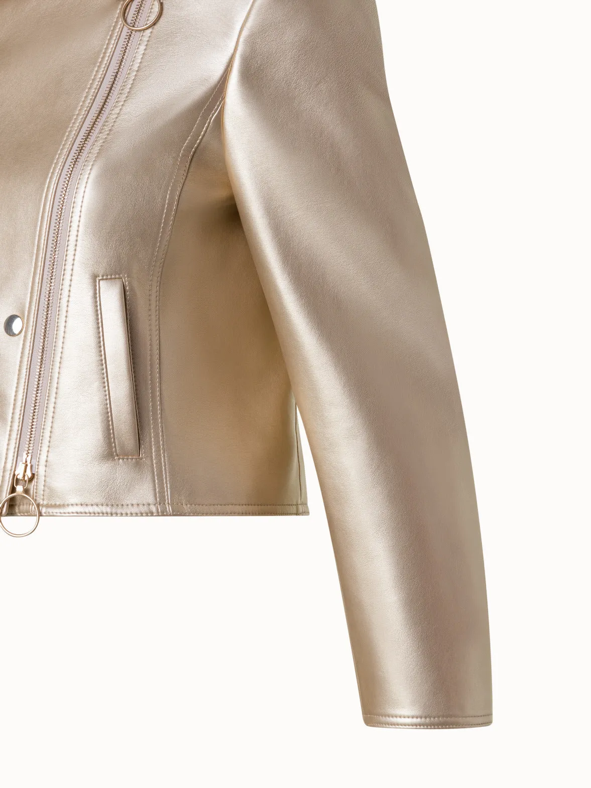 Golden Biker Jacket in Faux Leather