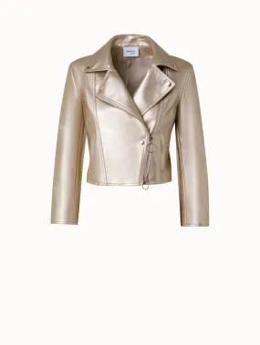 Golden Biker Jacket in Faux Leather