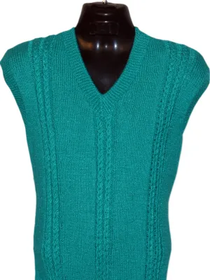 Graminarts Handmade Woollen Light Sea Green Color Sleeveless Sweater For Men