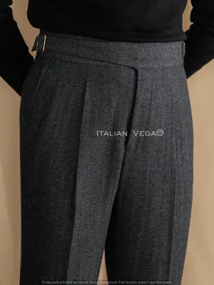 Grey Woolen Exotic Gurkha Pants by Italian Vega® Limited Edition