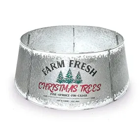 Hallops Distressed Tree Collar Adjustable Base Cover Christmas Decor White