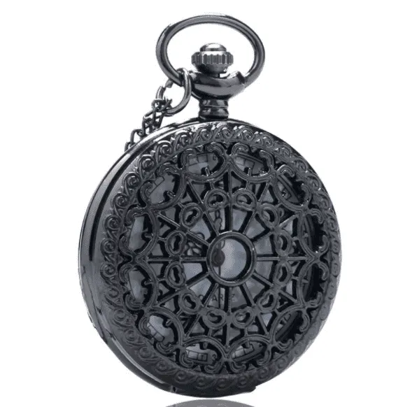 Heart Cut Out Detail Round Pocket Watch - Gunmetal or Bronze