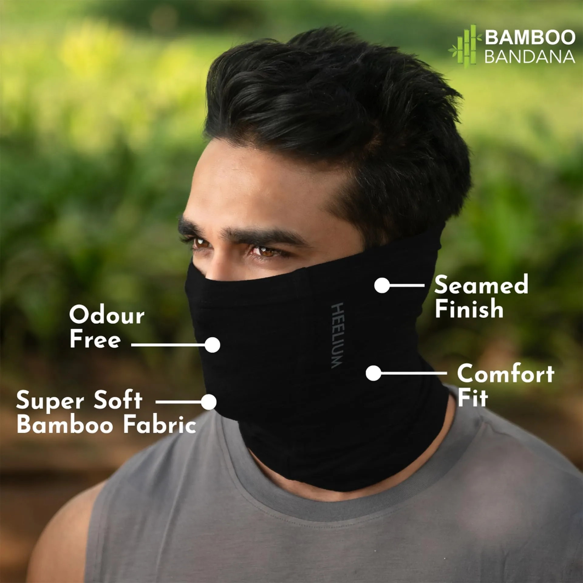 HEELIUM Bamboo Bandana for Men & Women, Odour Free, Super Soft, Breathable, Pack of 1