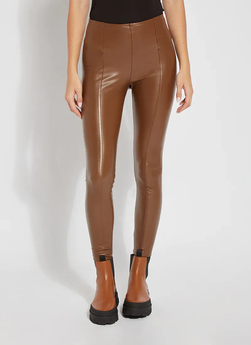 Hi Waist Vegan Leather Legging | Bronze