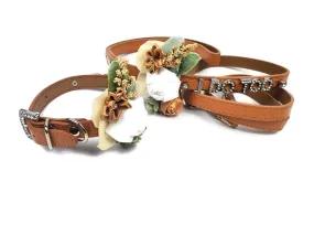 I DO TOO Floral collar and leash | Saddle Brown | 25 color choices