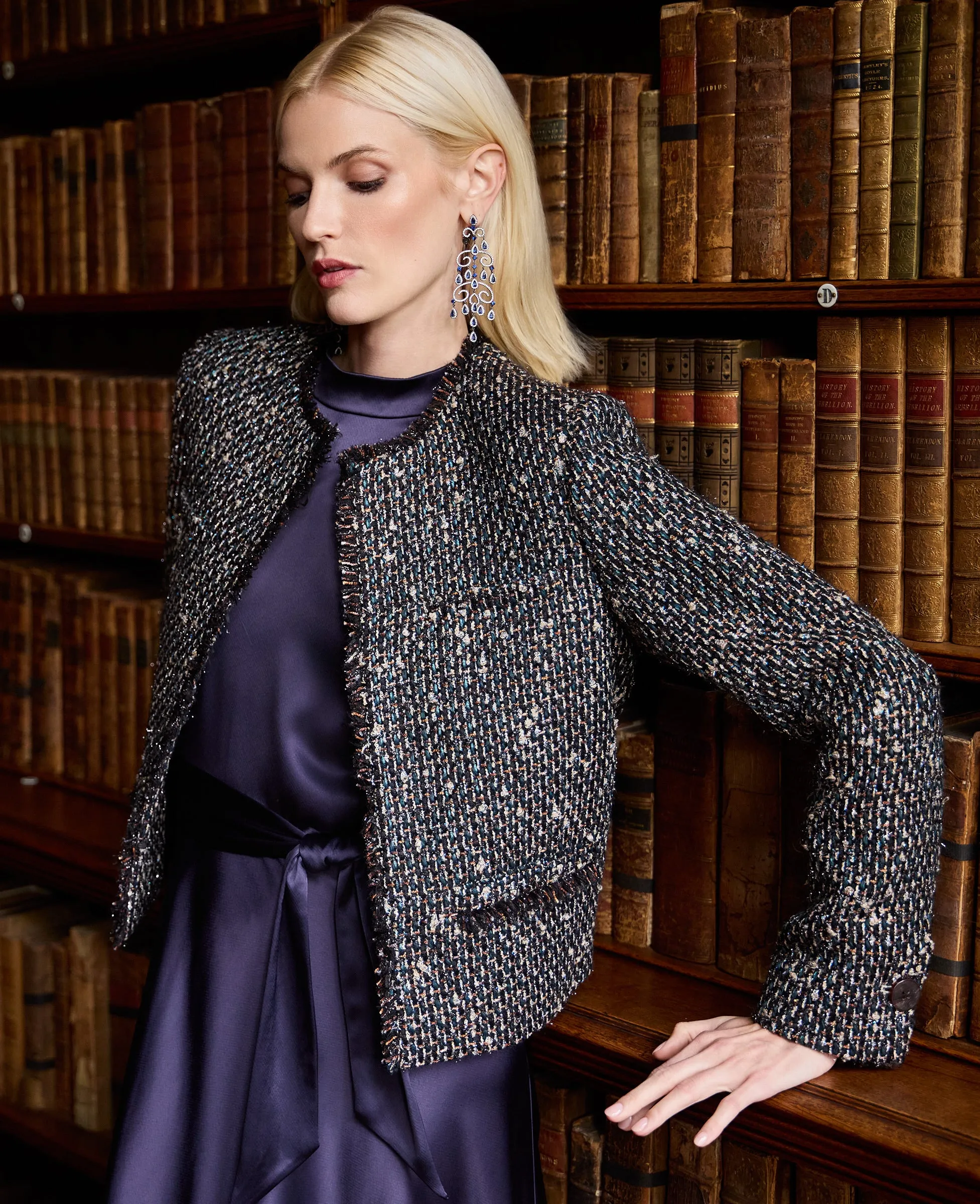 Isabella Cropped Wool Blend Boucle Jacket