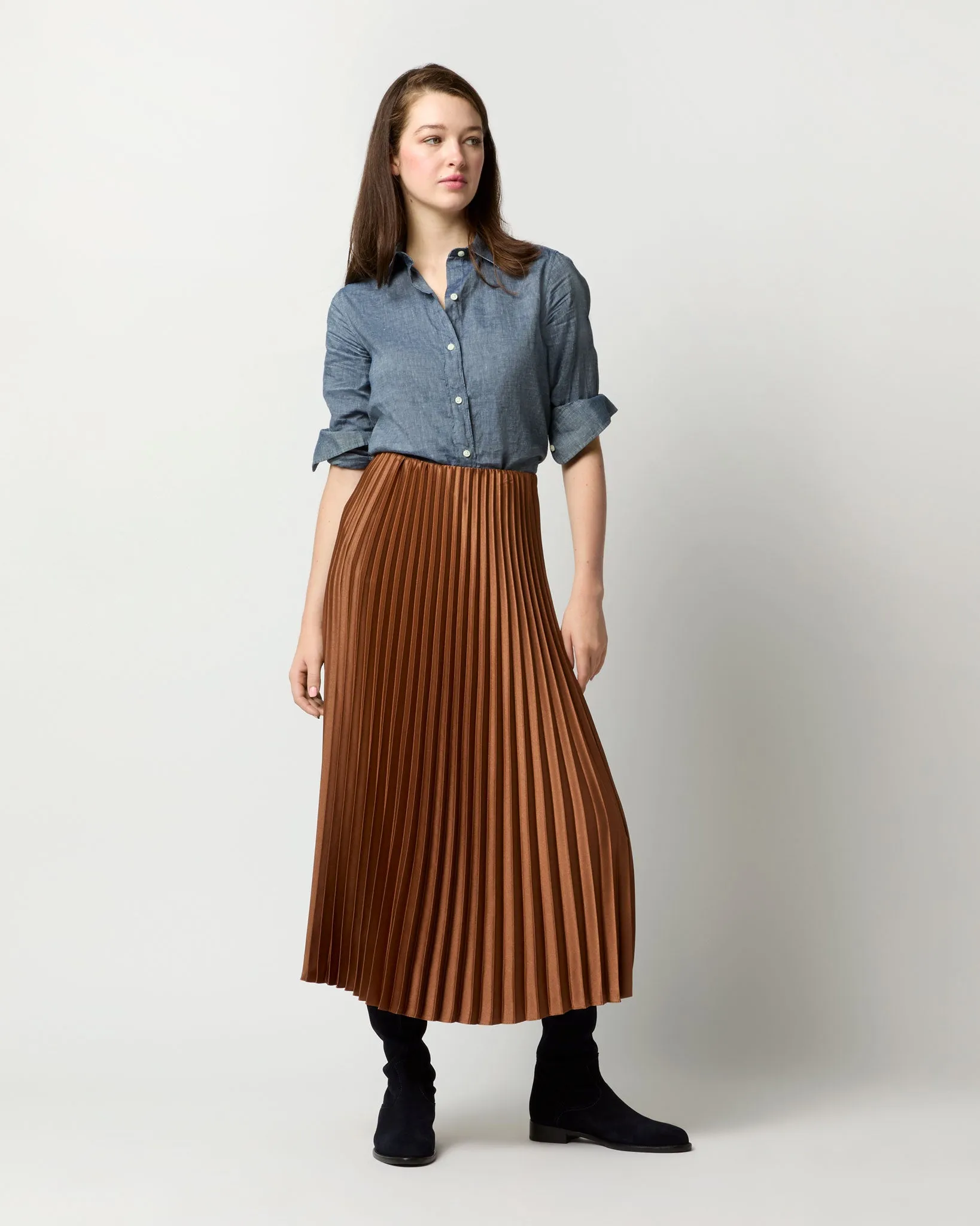 Isabelle Skirt in Bronze Charmeuse