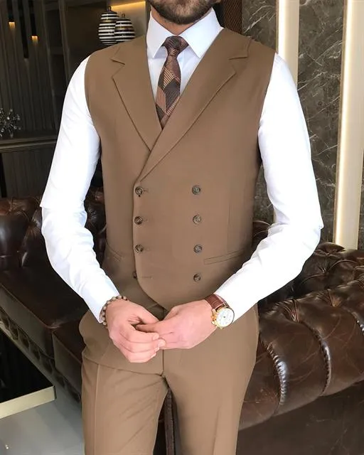 ITALIAN STYLE SLIM FIT MEN'S SUIT CAMEL