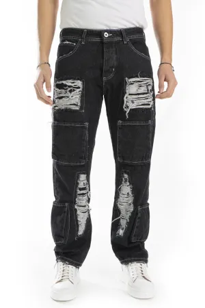 Jeans Uomo Baggy Con toppe strappi Art. JS440