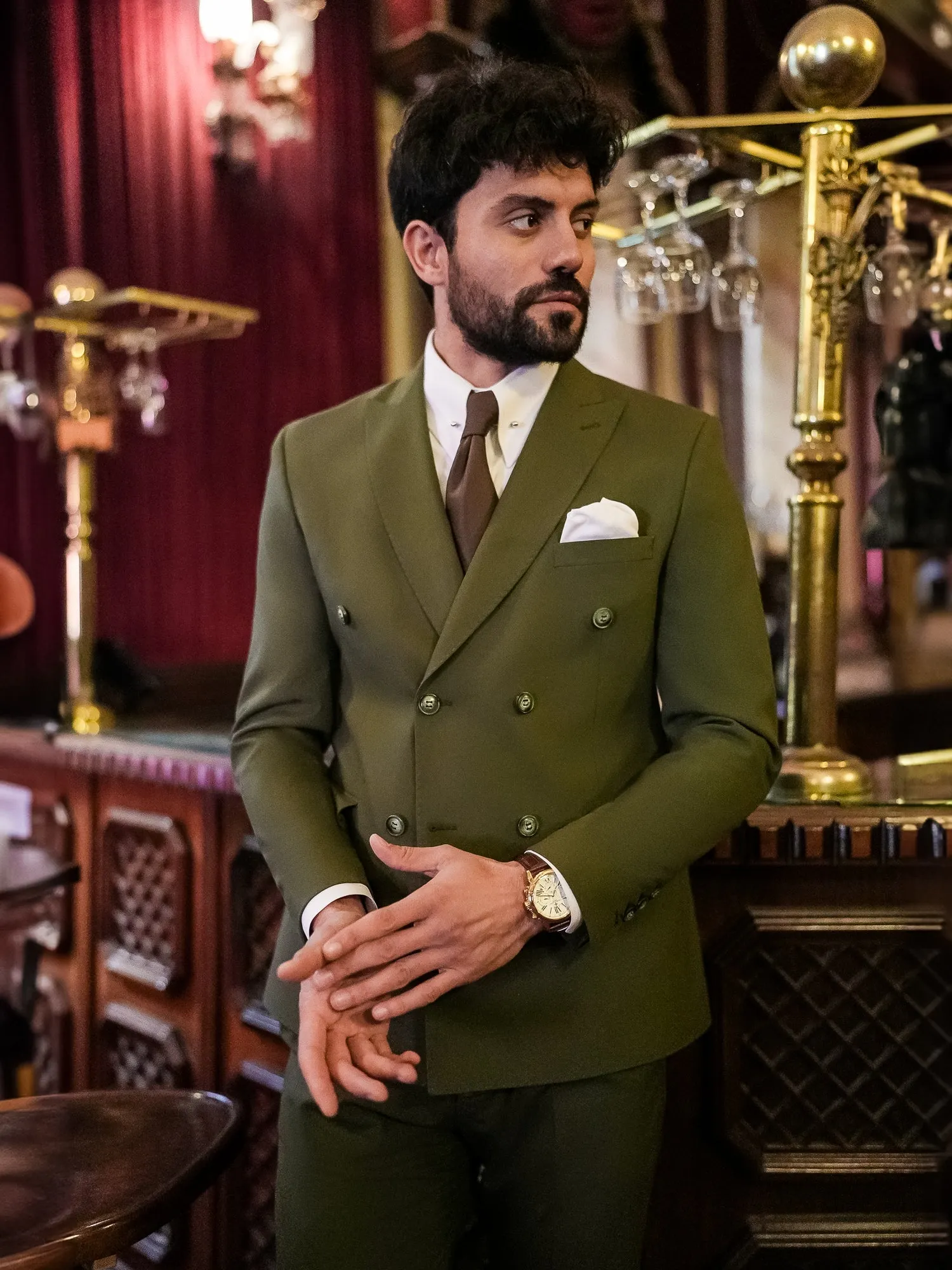 Khaki Double Breasted Suit 2-Piece