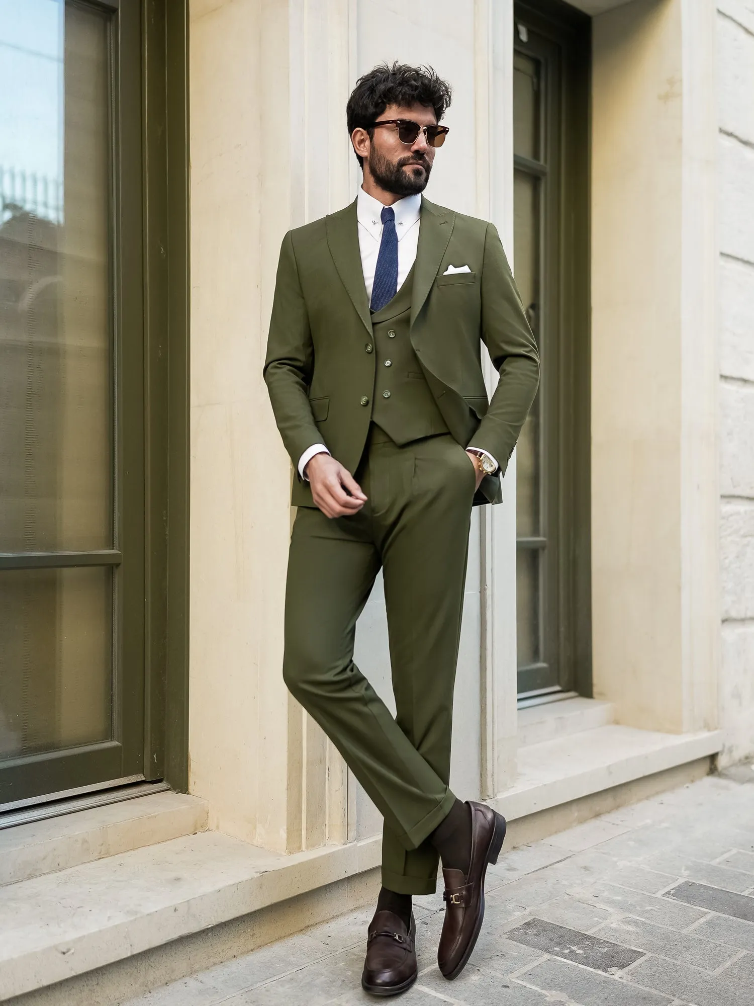 Khaki Modern-Fit Suit 3-Piece