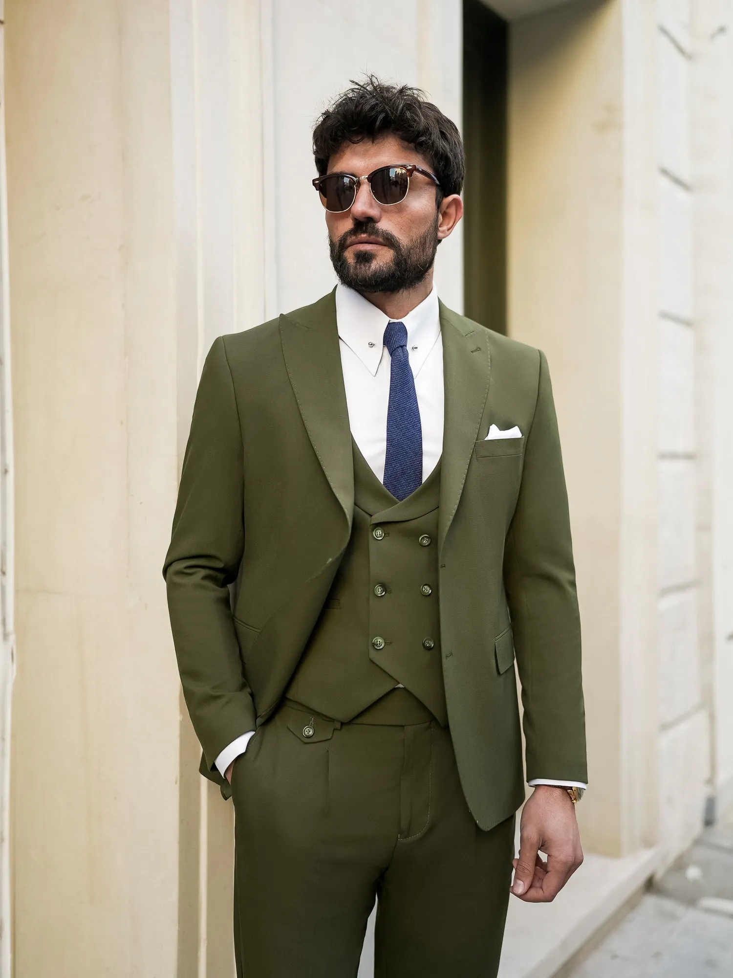 Khaki Modern-Fit Suit 3-Piece