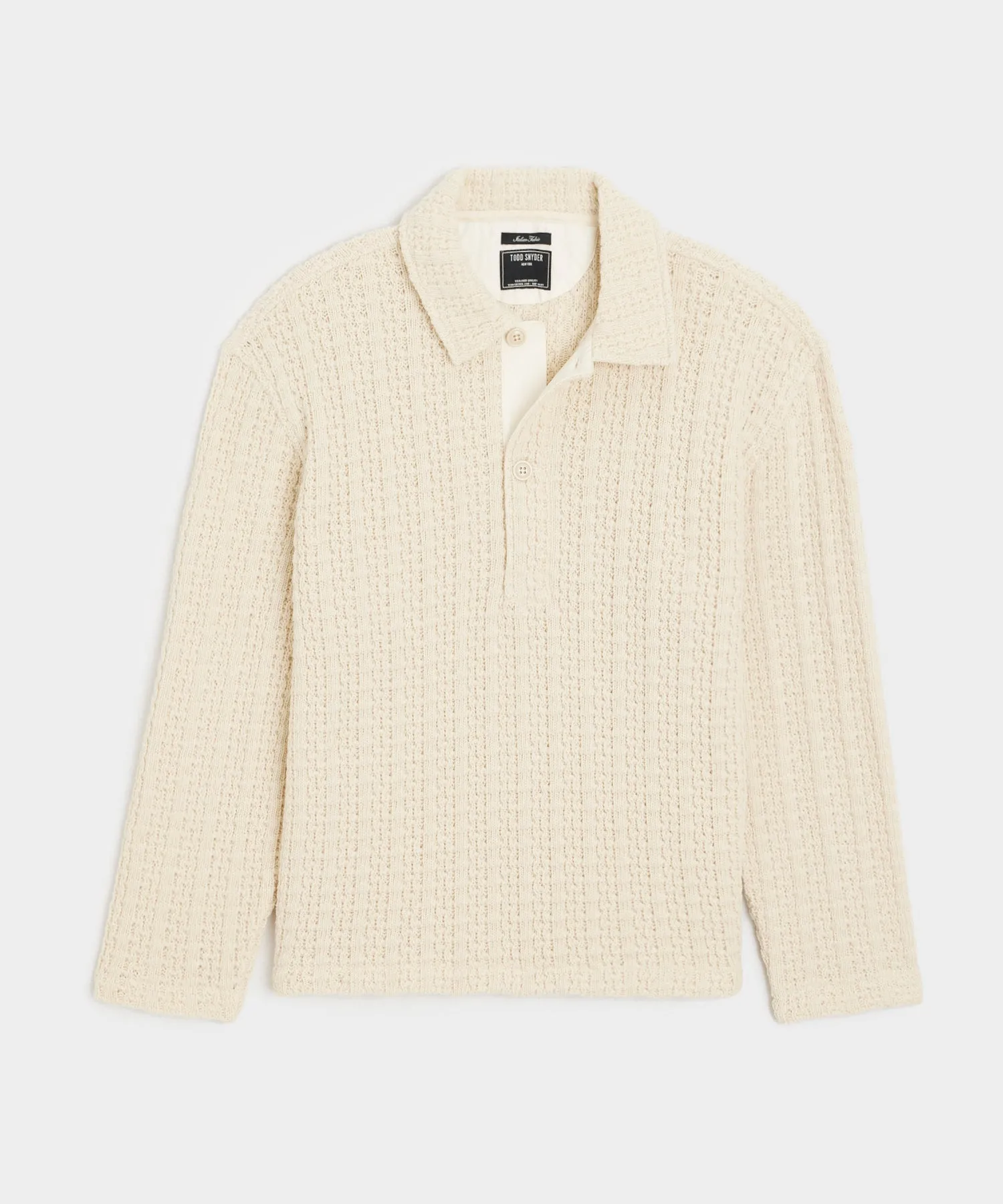 Knit Wool Sweater Polo in Natural