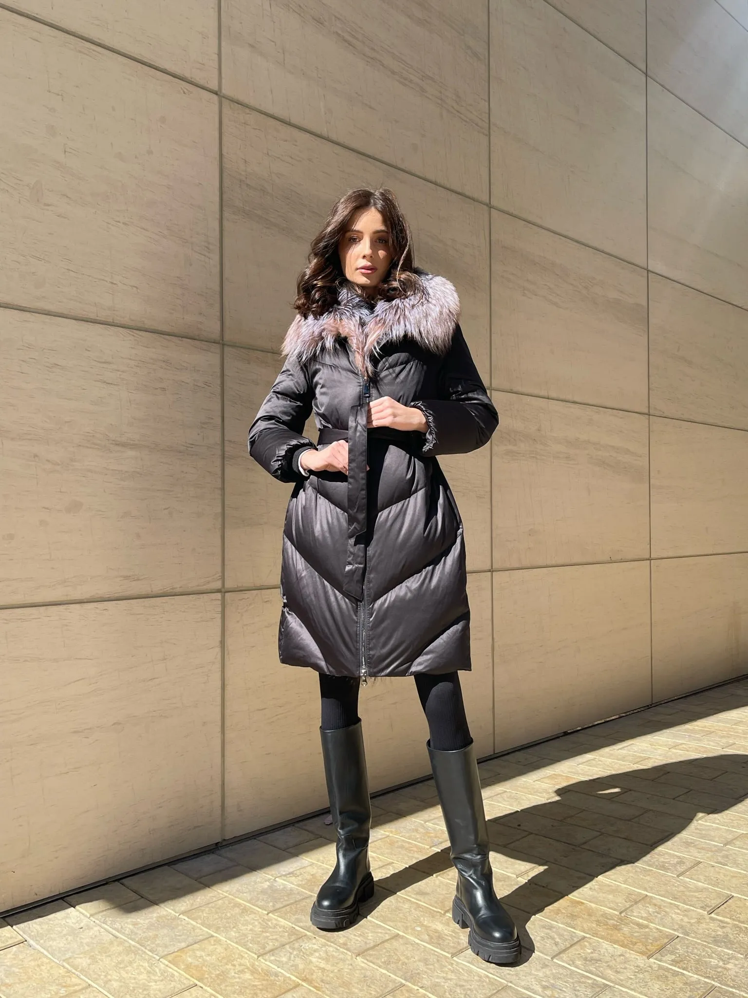 Léa Genuine Silver Fox Down Fill Puff Parka