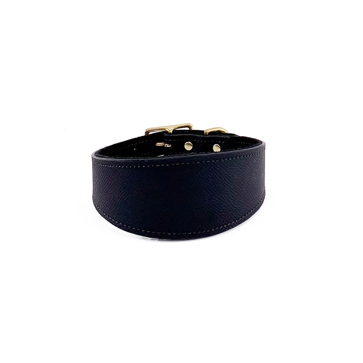 Lambert Fish Tail Leather Dog Collar Onyx