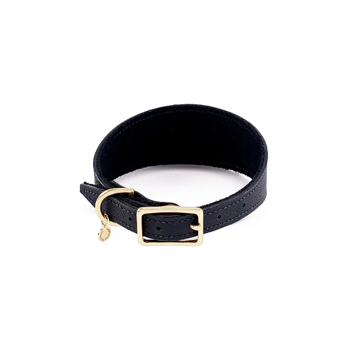 Lambert Fish Tail Leather Dog Collar Onyx