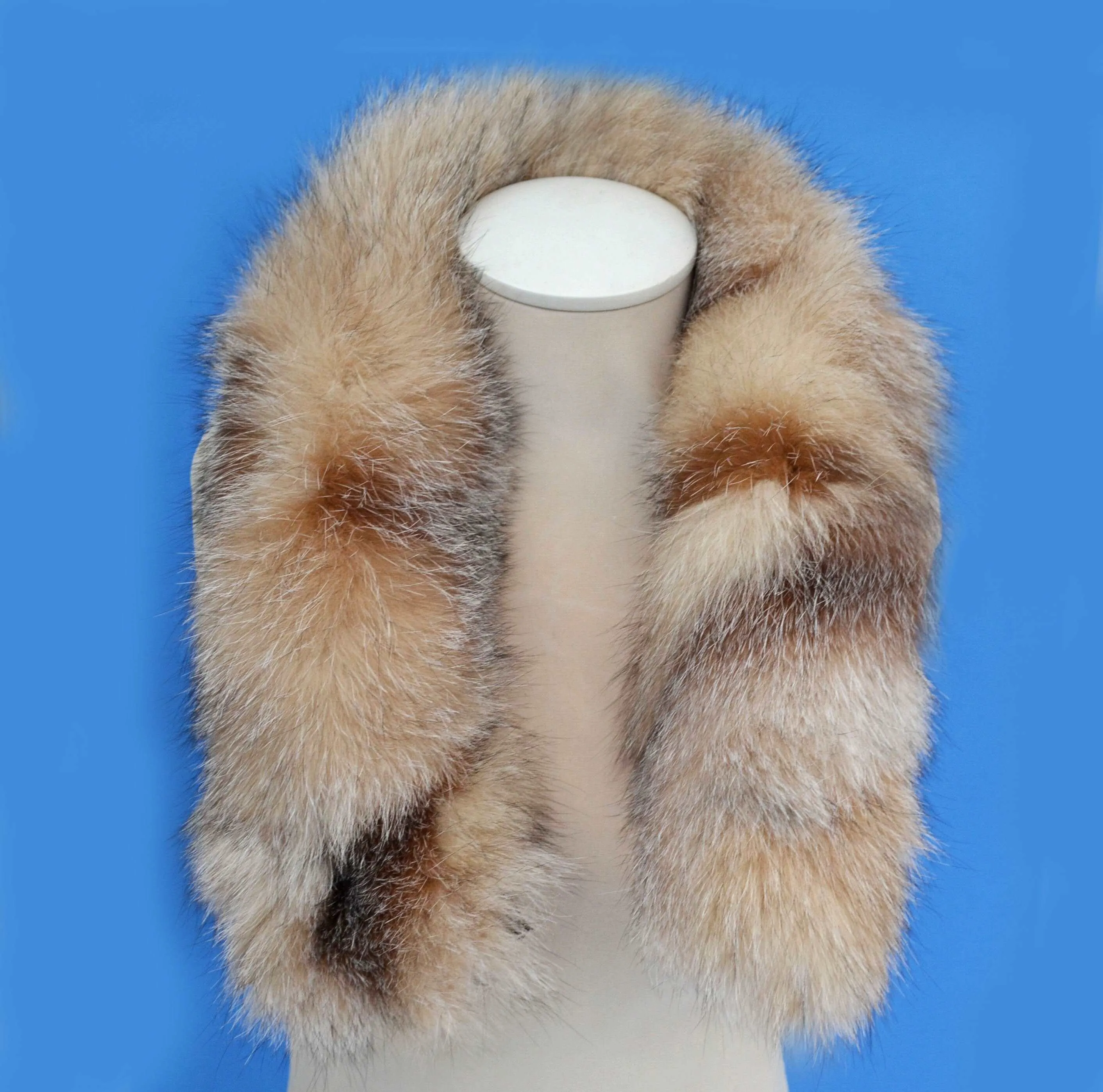 Large Beige Brown Fox Fur Trim, Collar for Hood (PIECES), 80 cm