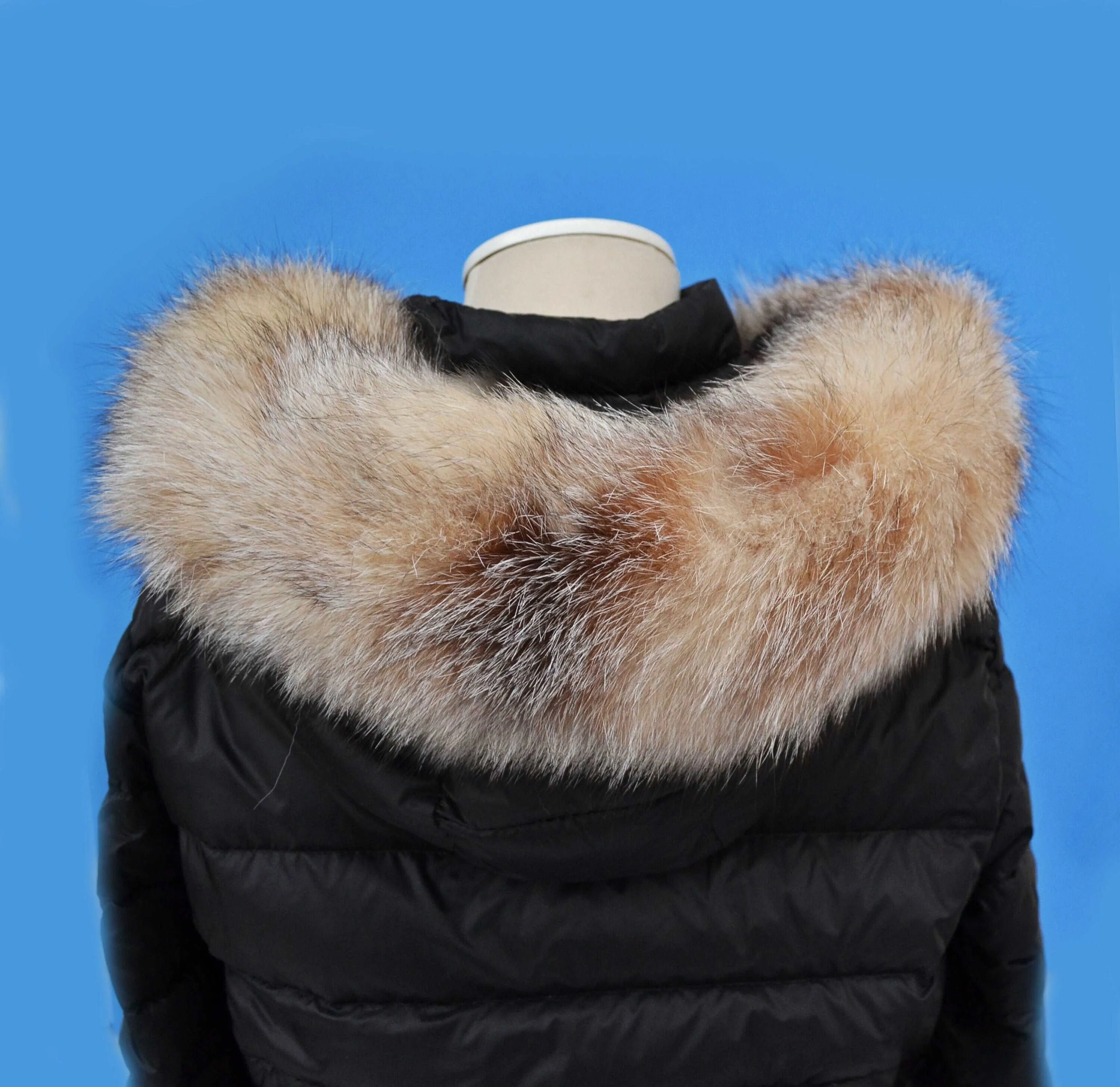 Large Beige Brown Fox Fur Trim, Collar for Hood (PIECES), 80 cm