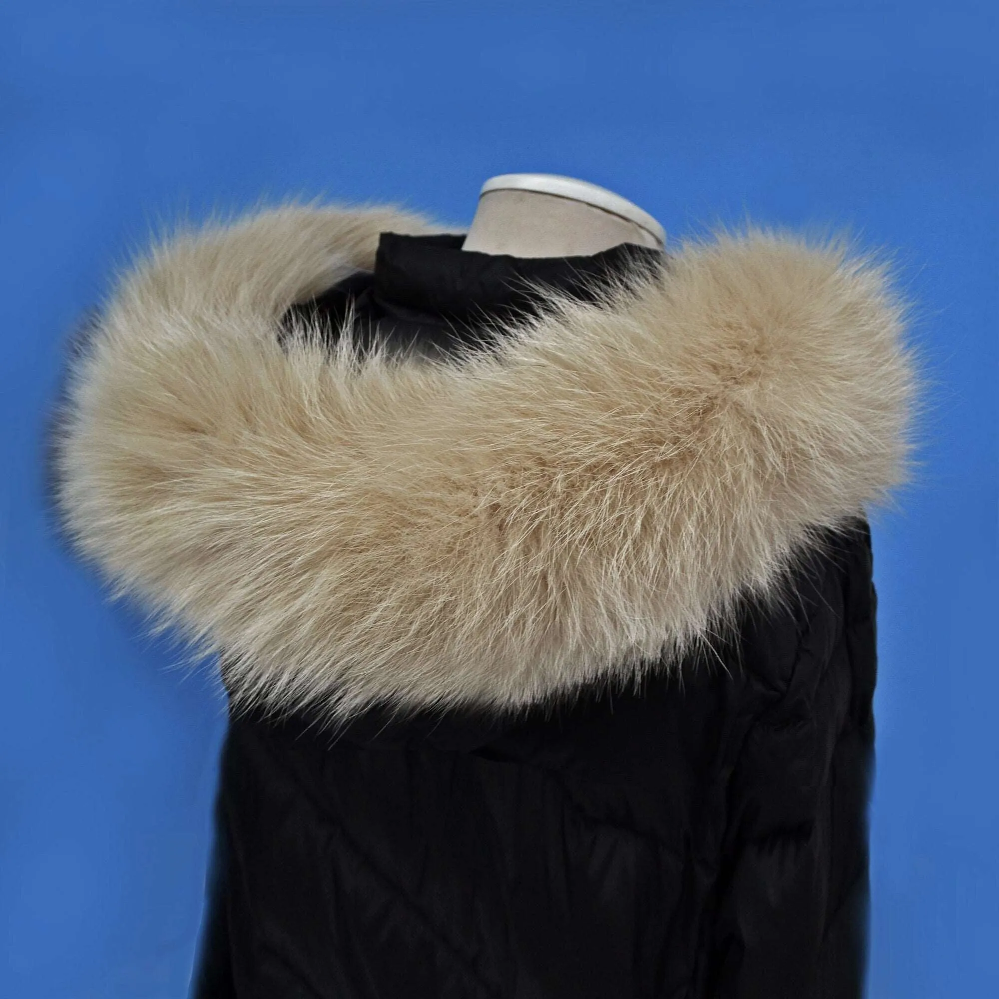 Large Beige Fox Fur Trim, Collar for Hood (PIECES), 80 cm